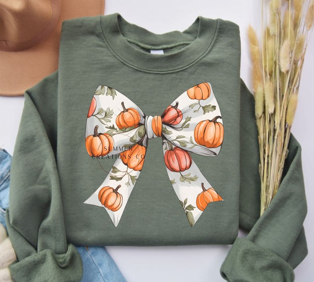 Pumpkin bow sweatshirts