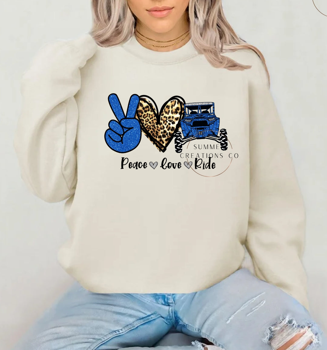 Peace Love Ride Sweatshirt (multiple sweatshirt colors)