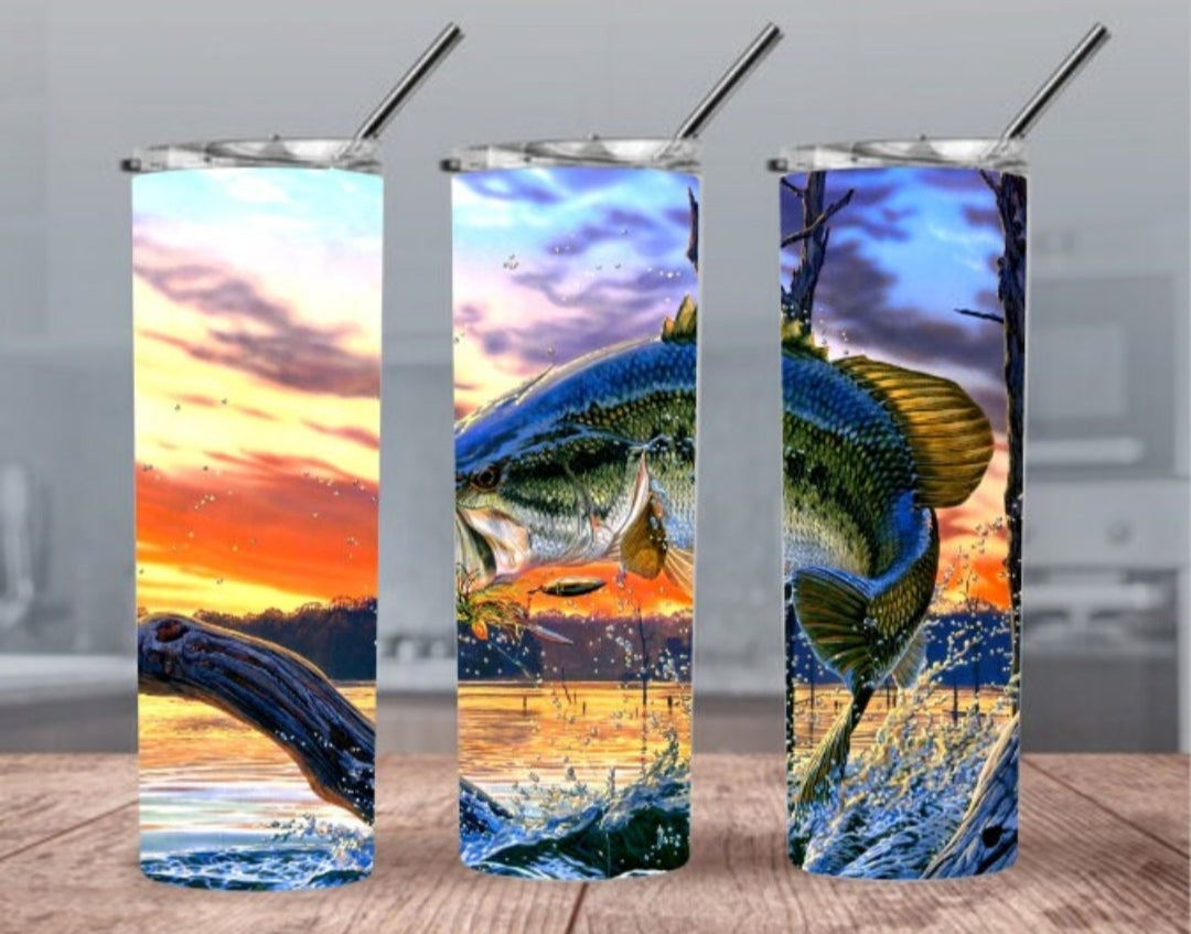 Sunset fishing 20 oz tumbler