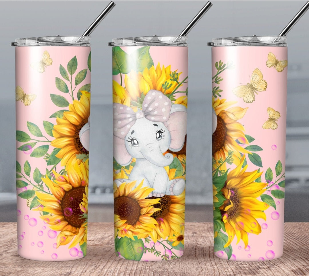 Elephant and sunflowers tumbler